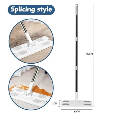 Large Flat Mop with Integrated Towel Clips – All-Surface Deep Cleaner