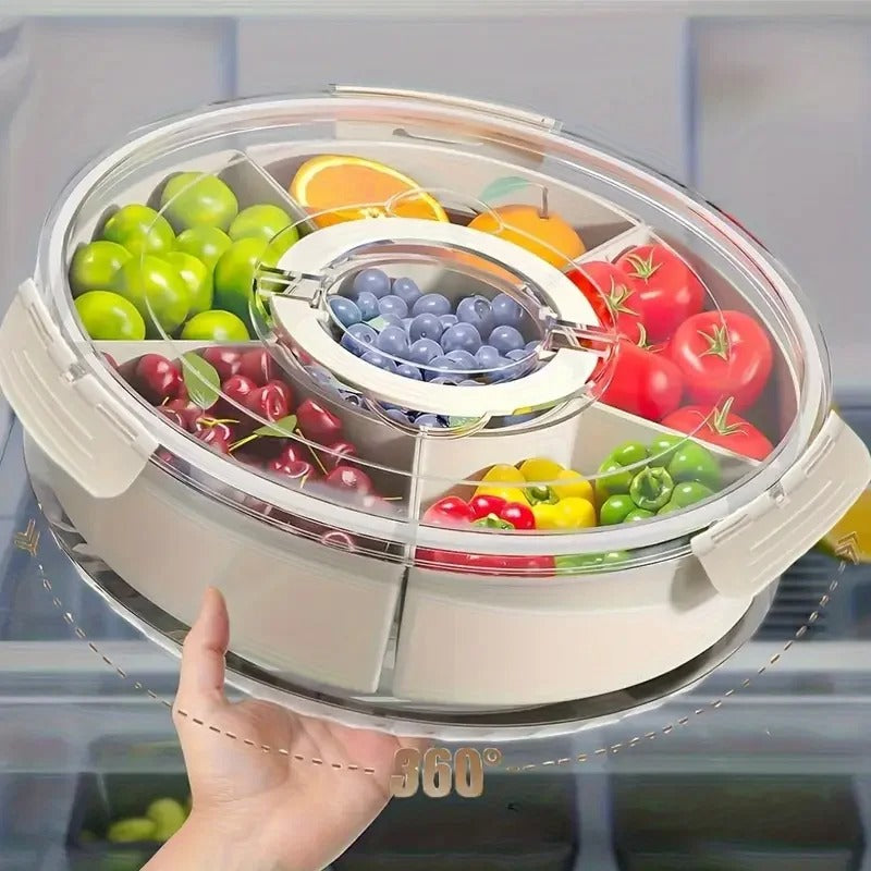 360° Rotating Serving Tray with Lid & Handle