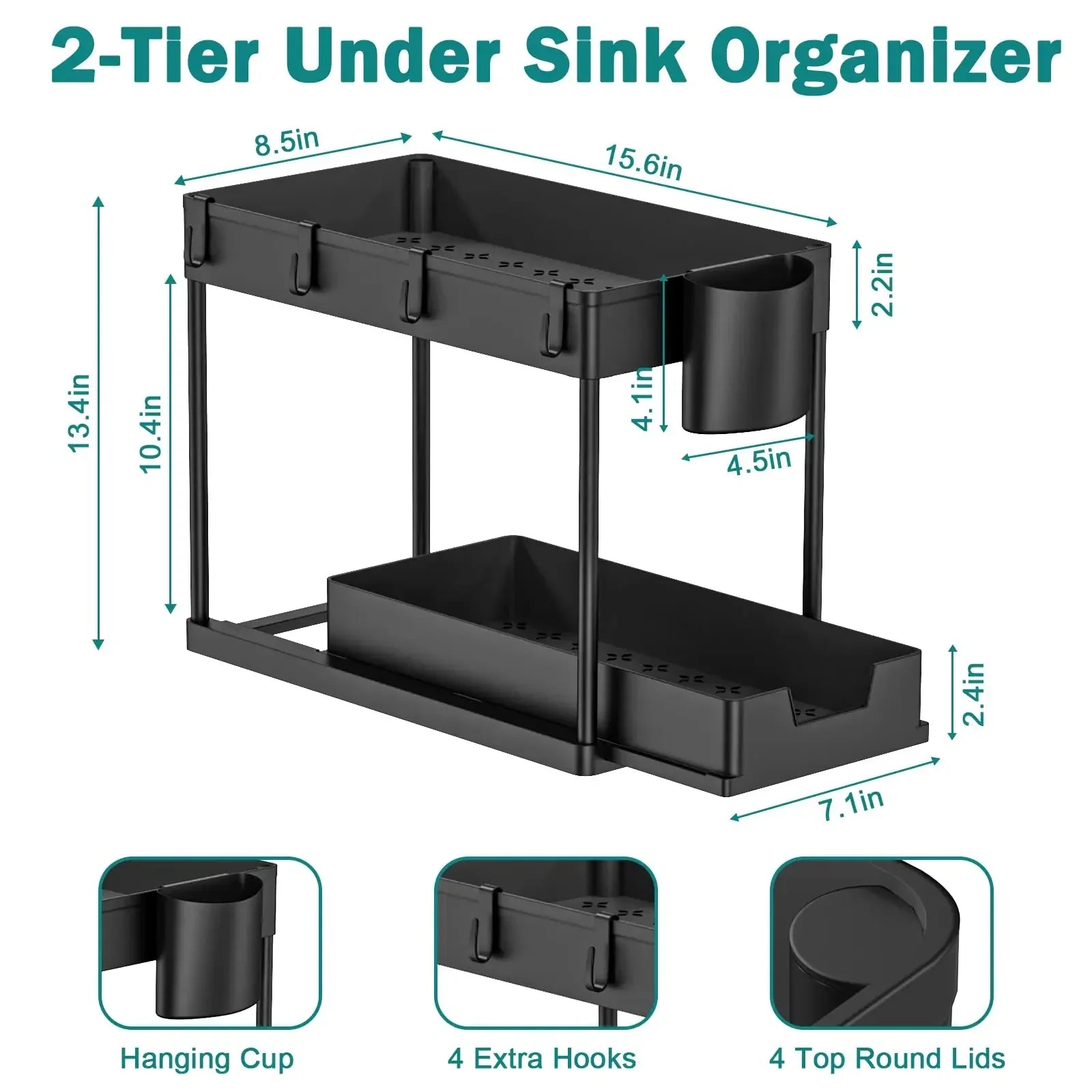 2-Layer Under Sink Multi-Purpose Moveable Storage Rack