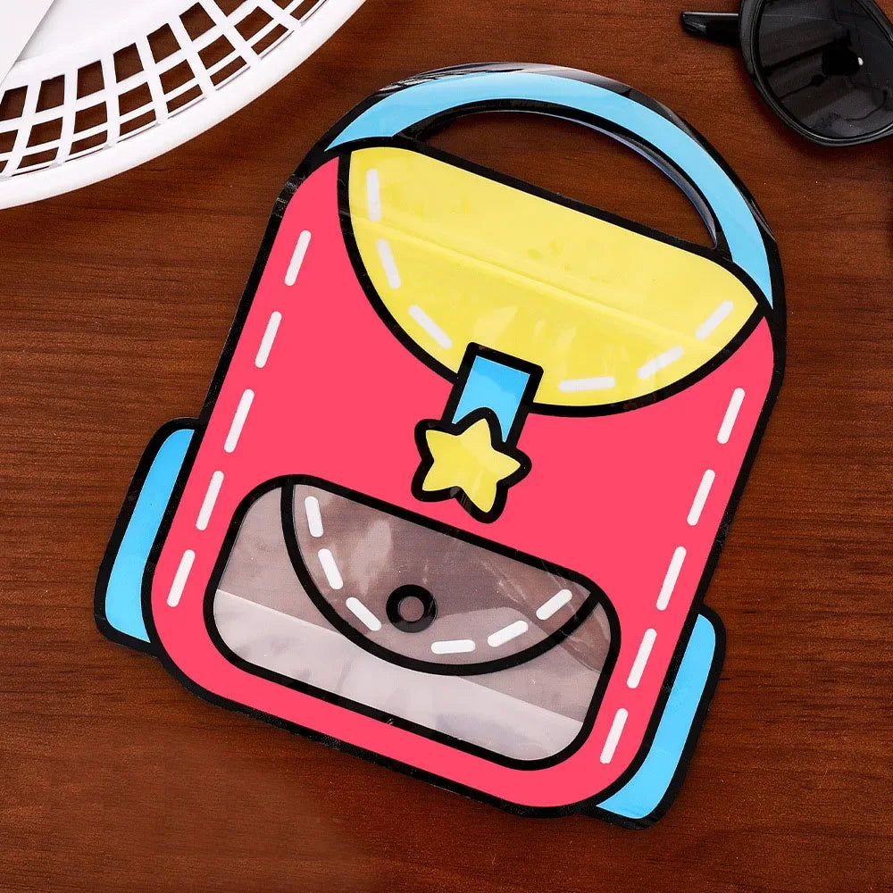 4-Piece Cartoon Backpack Self-Sealing Storage Bags - Cute Ziplock Pouch Set