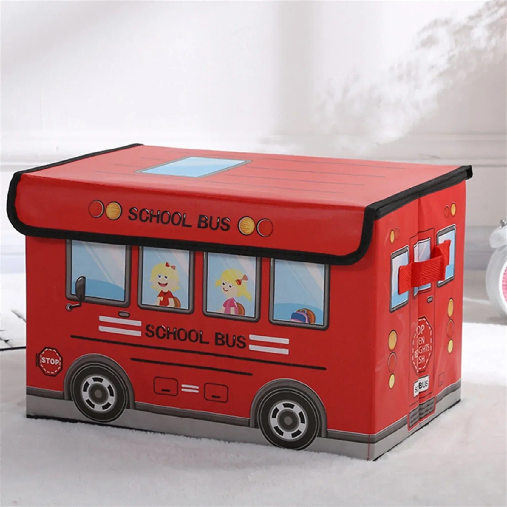 Foldable School Bus Toy Storage Box & Sitting Stool (each)