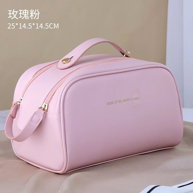 Luxury Cosmetic Leather Pouch – Travel Makeup Organizer (Random color)