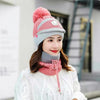 Fleece-Lined Knitted Beanie & Integrated Scarf Set