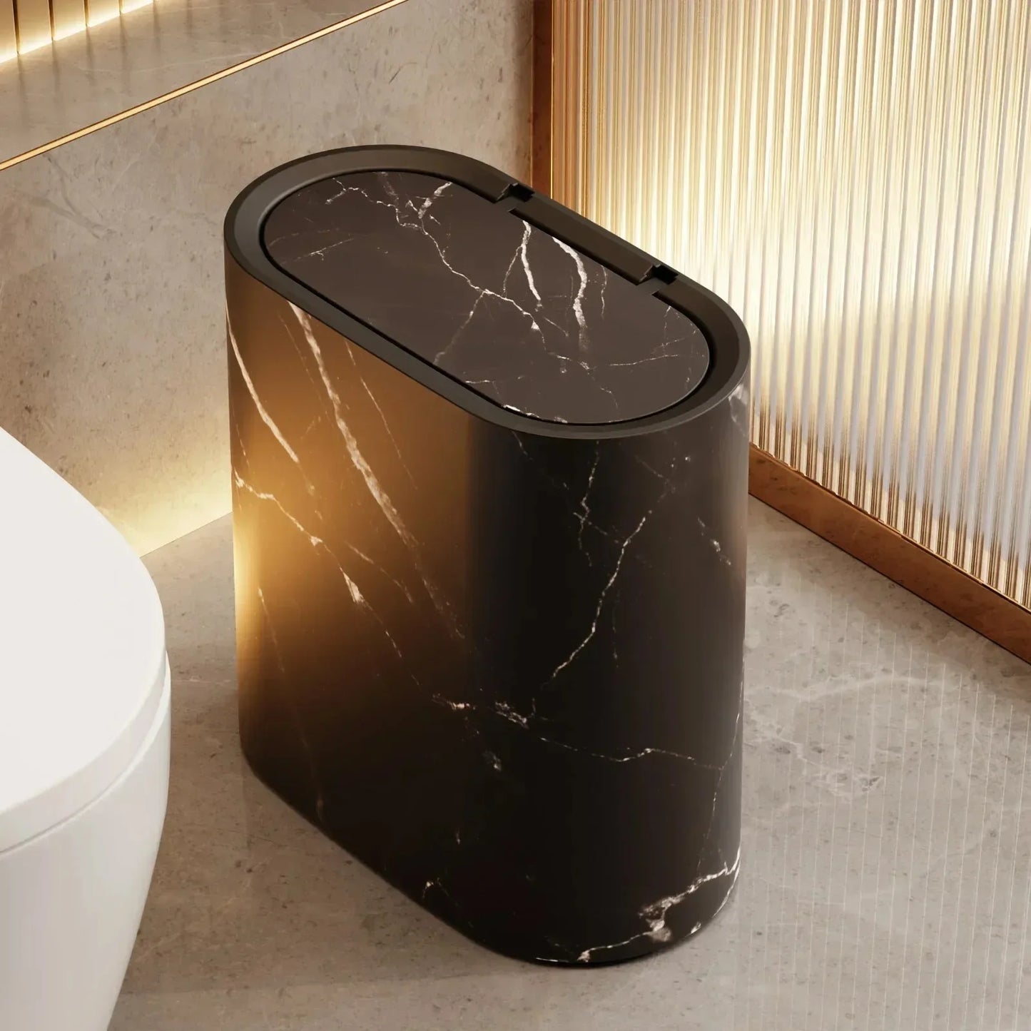 Modern Slim Premium Plastic Dustbin with Press-Top Lid (Random Design)