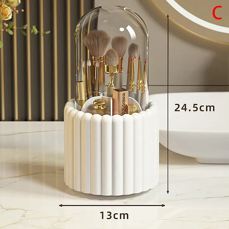 Rotating Makeup Brush Holder – Raised Dot Dust-Proof Storage Tube with Lid