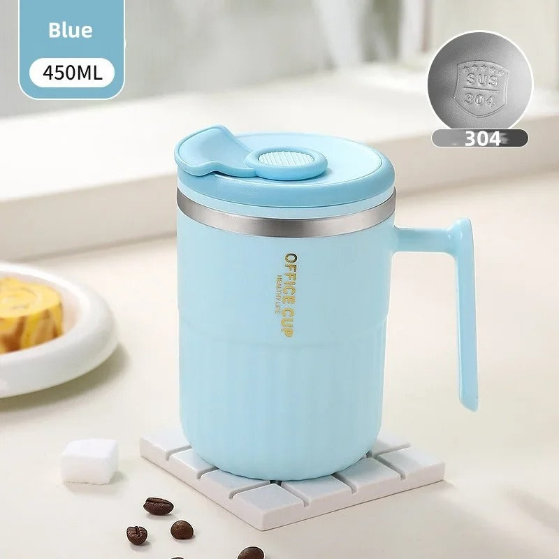 Premium Insulated Stainless Steel Coffee Mug with Straw (450ml)
