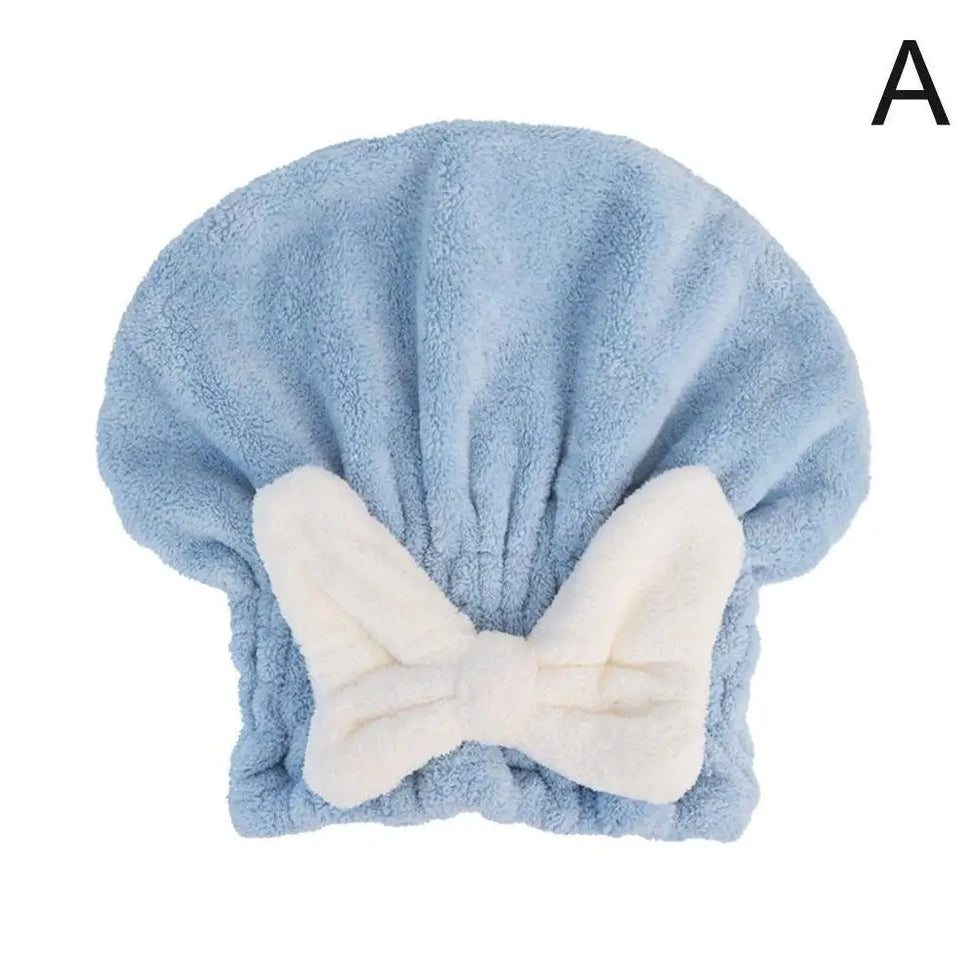 Ultra-Absorbent Microfiber Hair Drying Cap & Quick-Dry Magic Towel with Cute Bow