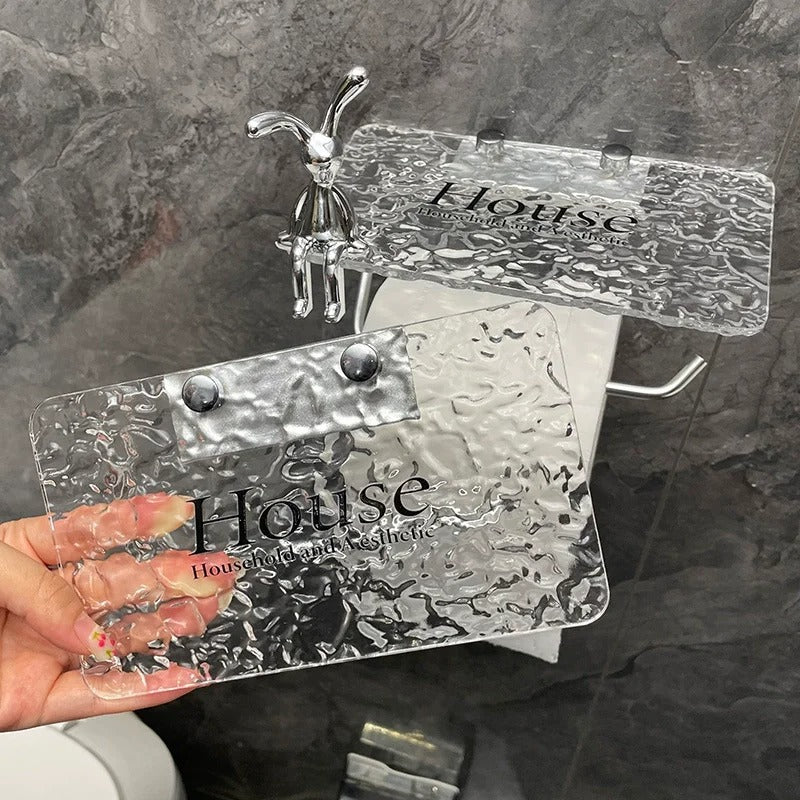 Luxury Acrylic Toilet Paper Holder with Integrated Storage Shelf