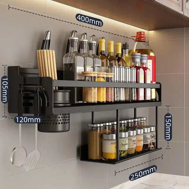 Multifunctional Spice Rack - Space Aluminum Kitchen Organizer