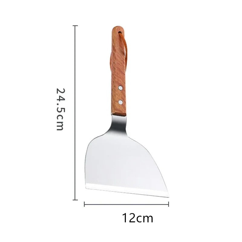 Heavy-Duty Stainless Steel Teppanyaki Spatula – Wide Solid Griddle Turner