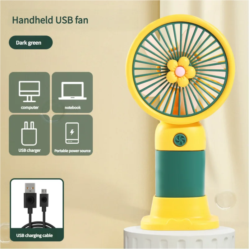 Mini Rechargeable Handheld Fan – Portable USB Personal Fan with Desktop Stand (Random Color)