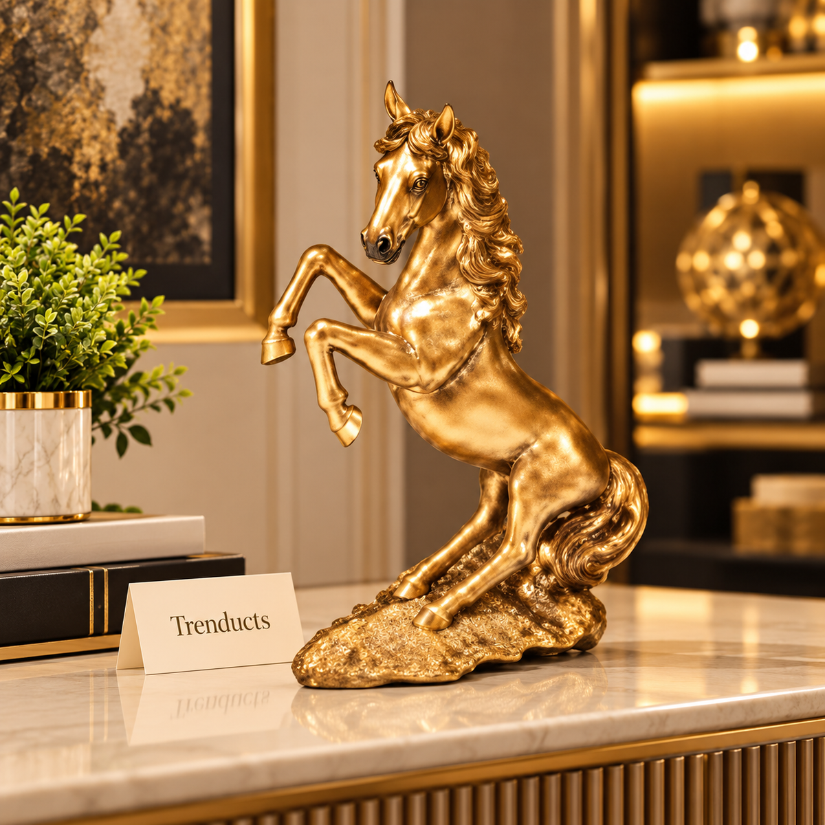 Majestic Horse Face Showpiece – Sculpted Gold Bust