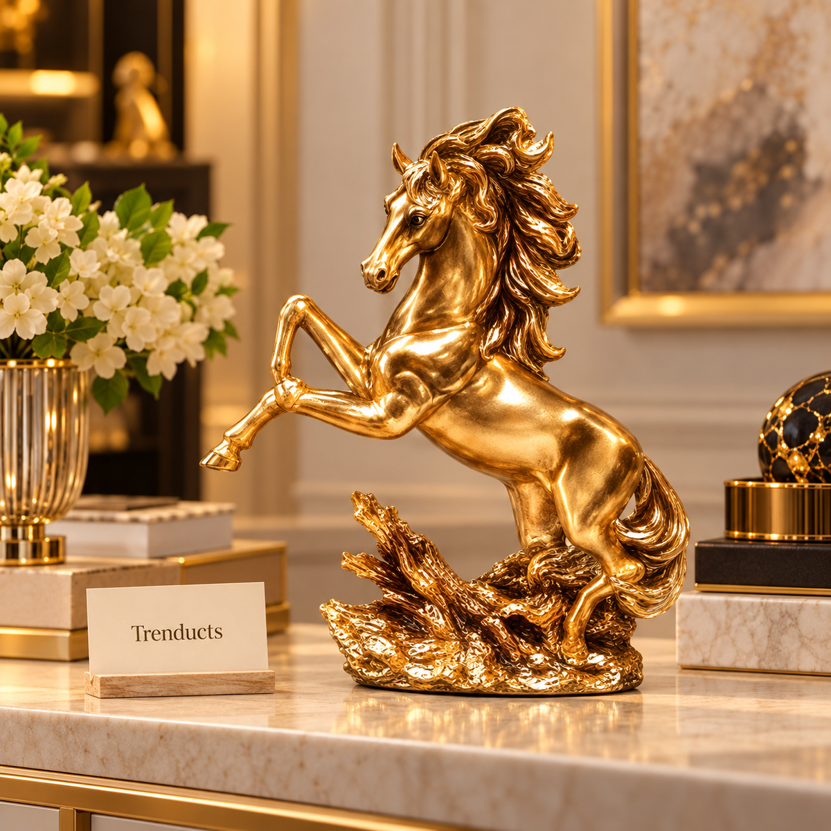 Majestic Horse Face Showpiece – Classic Gold Profile