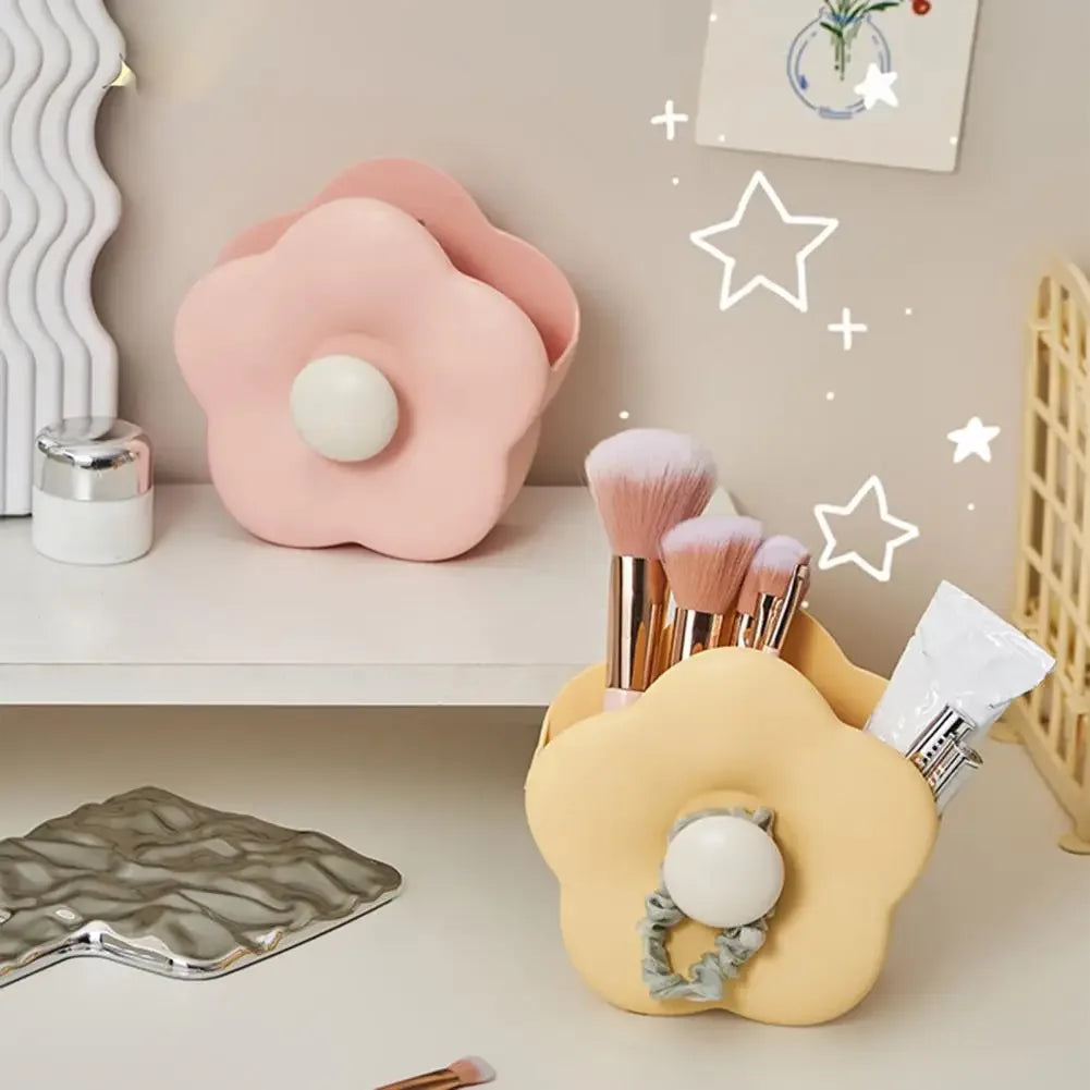 Makeup Brush Organizer Box - Floral Design, Durable - Clarify.pk