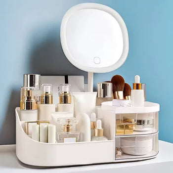 Makeup Storage Box with Mirror & Organizer - Clarify.pk