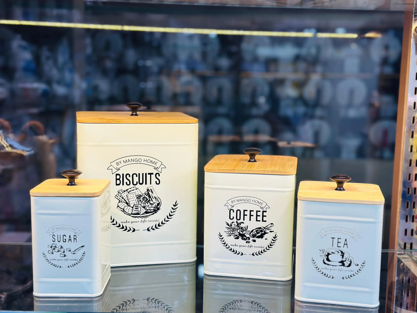 Airtight Metal Kitchen Storage Canisters – 4 Pc Set (Random colour) - Clarify.pk