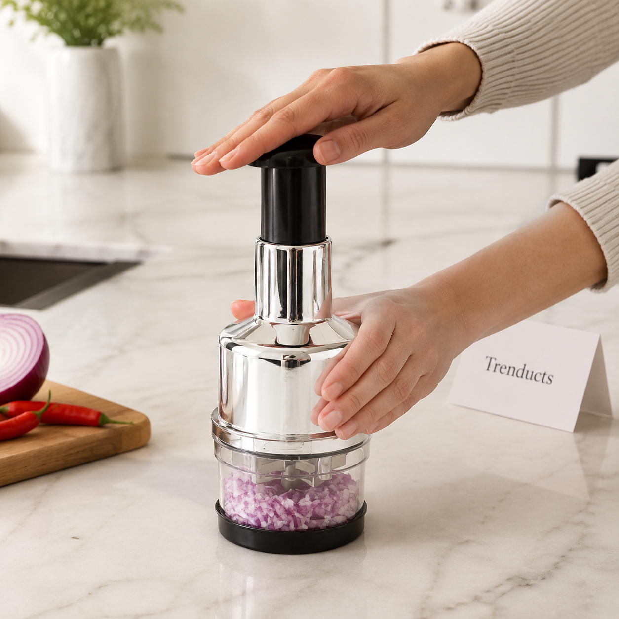 Stainless Steel Manual Push Vegetable Chopper