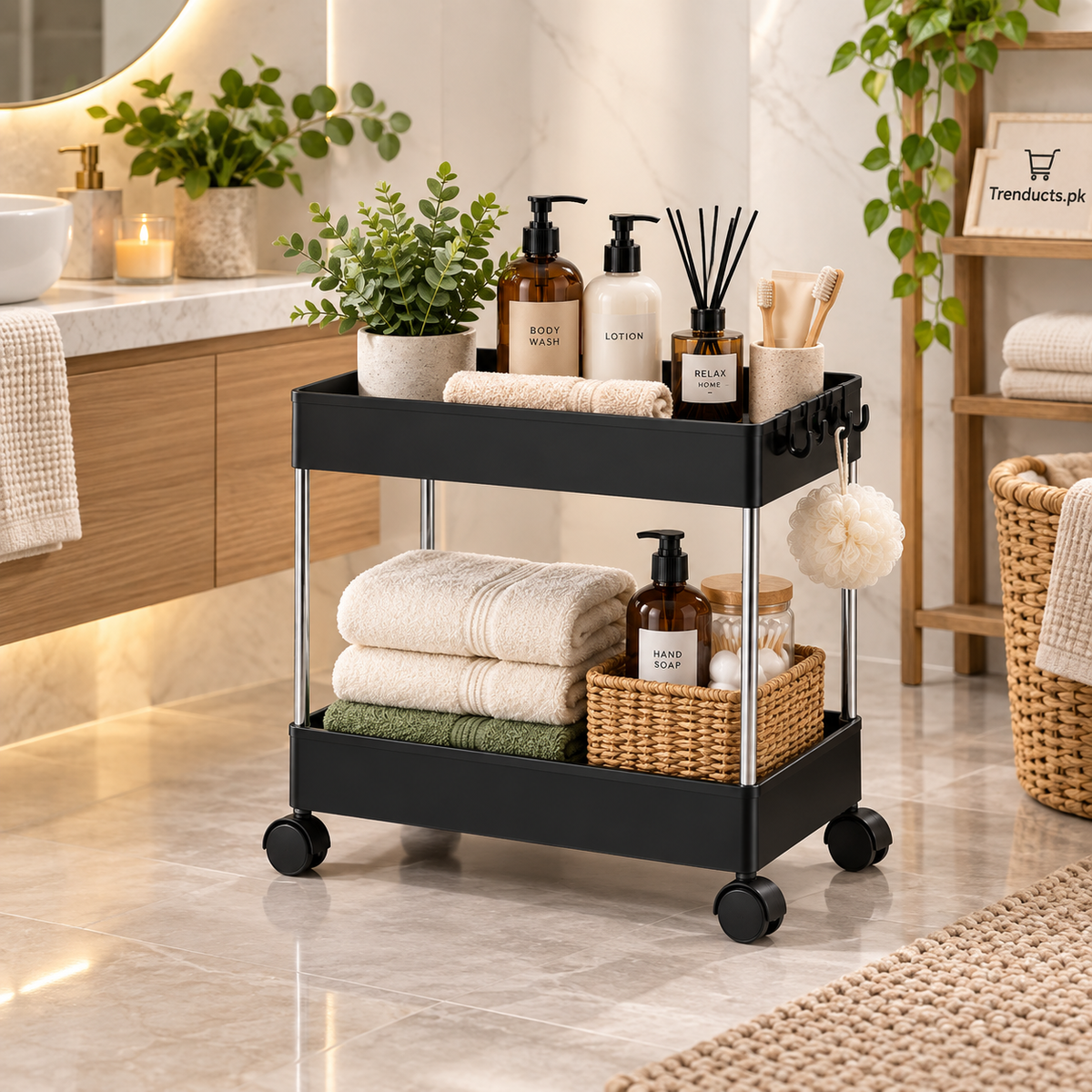 Premium 2-Tier Rolling Utility Organizer Cart