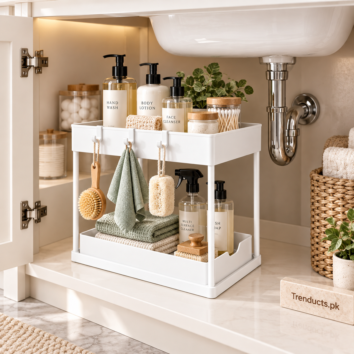 Matrix 2-Tier Under-Sink & Vanity Organizer with Hooks