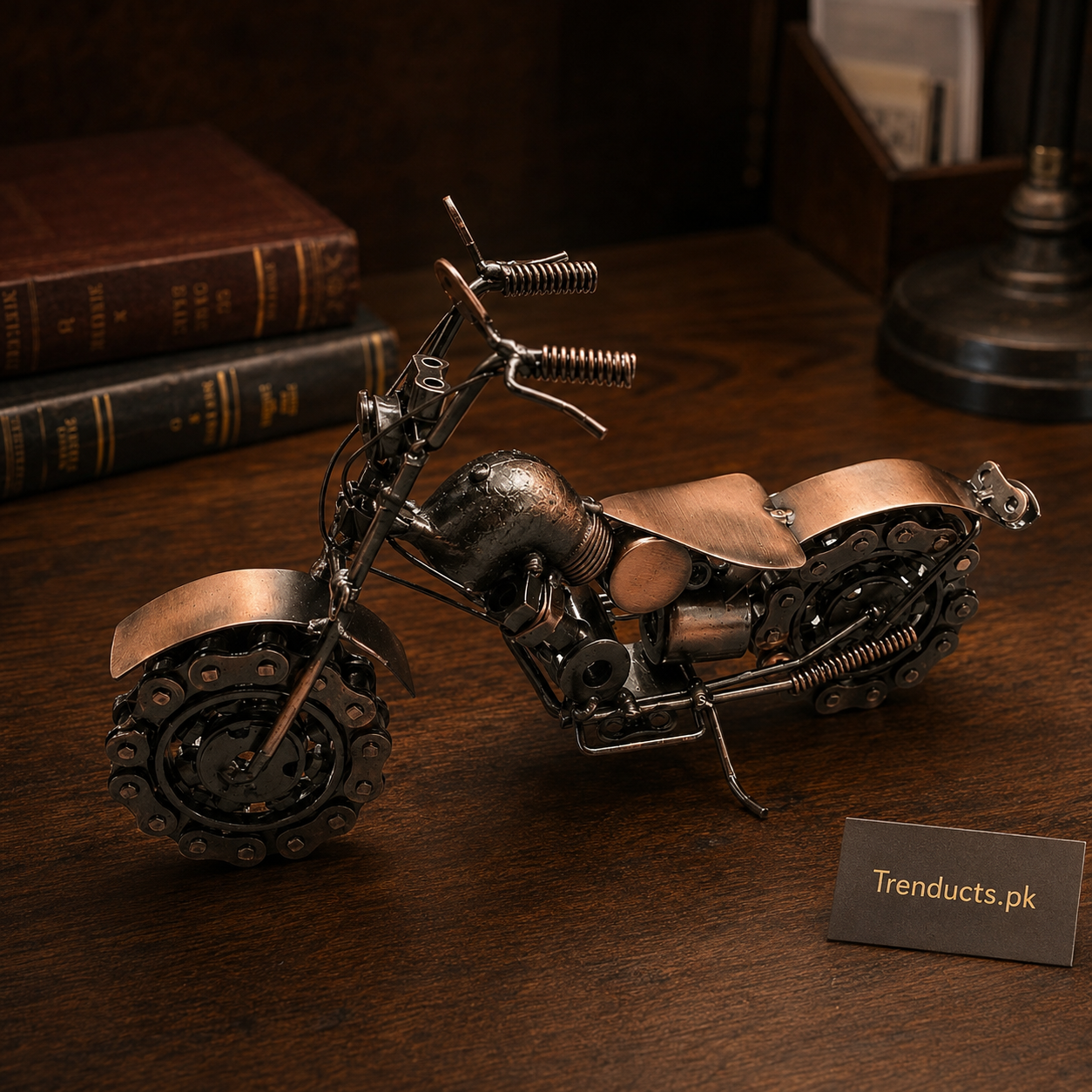 Chain-Wheel Metal Bike Showpiece – 10 Inch