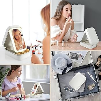 Mini LED Makeup Bag with Mirror & Organizer