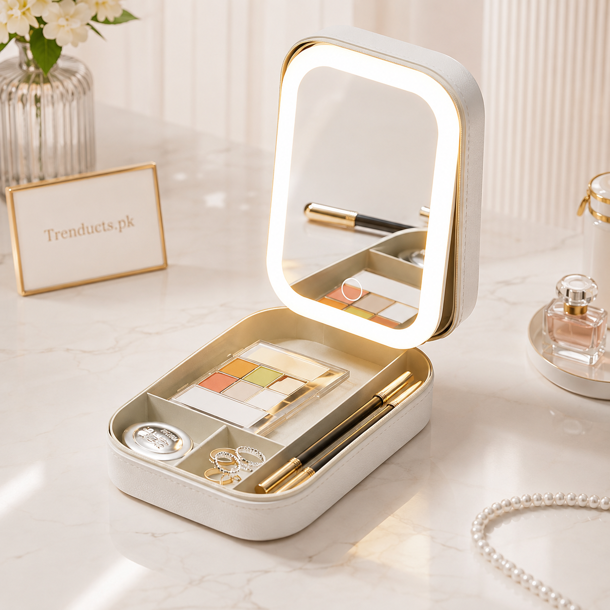 Mini LED Makeup Bag with Mirror & Organizer