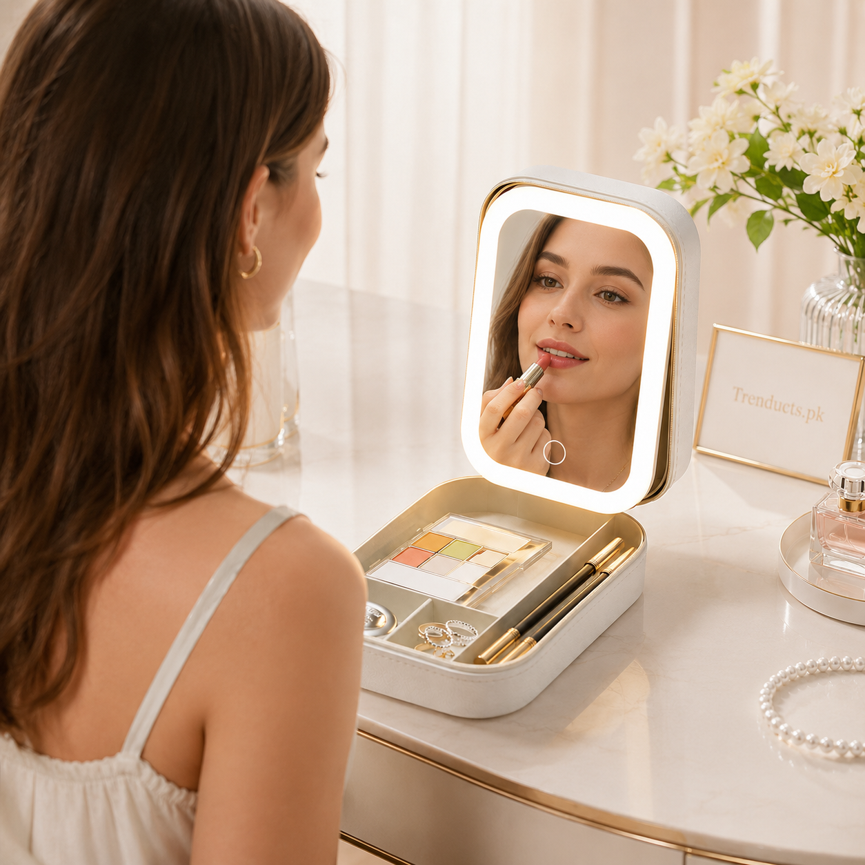 Mini LED Makeup Bag with Mirror & Organizer
