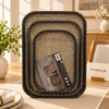 Mocha Basket-Weave 3-Piece Serving Tray Set