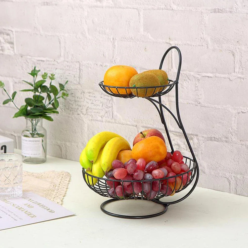 Modern Fruit Basket Stand 2-Tier Storage Basket - Clarify.pk