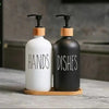 Matte Black & White Soap Dispenser Set with Bamboo Pump - Clarify.pk