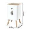 Modern Square Trash Bin with Wooden Lid & Legs - Clarify.pk