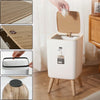 Modern Square Trash Bin with Wooden Lid & Legs - Clarify.pk