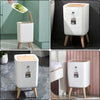 Modern Square Trash Bin with Wooden Lid & Legs - Clarify.pk