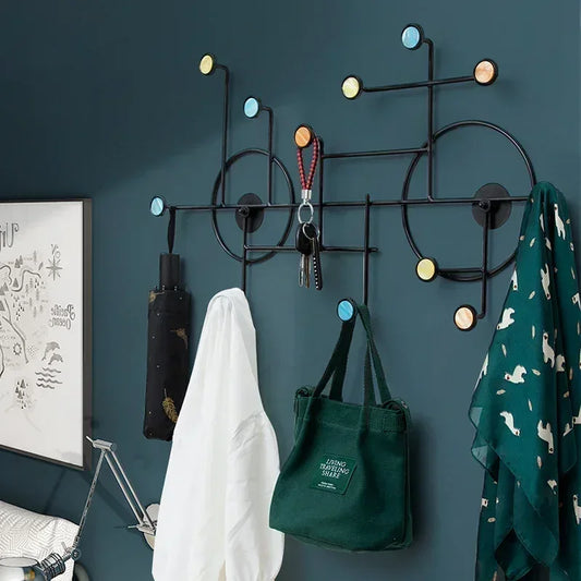 Modern Wall Mounted Coat Stand with Colorful Hooks