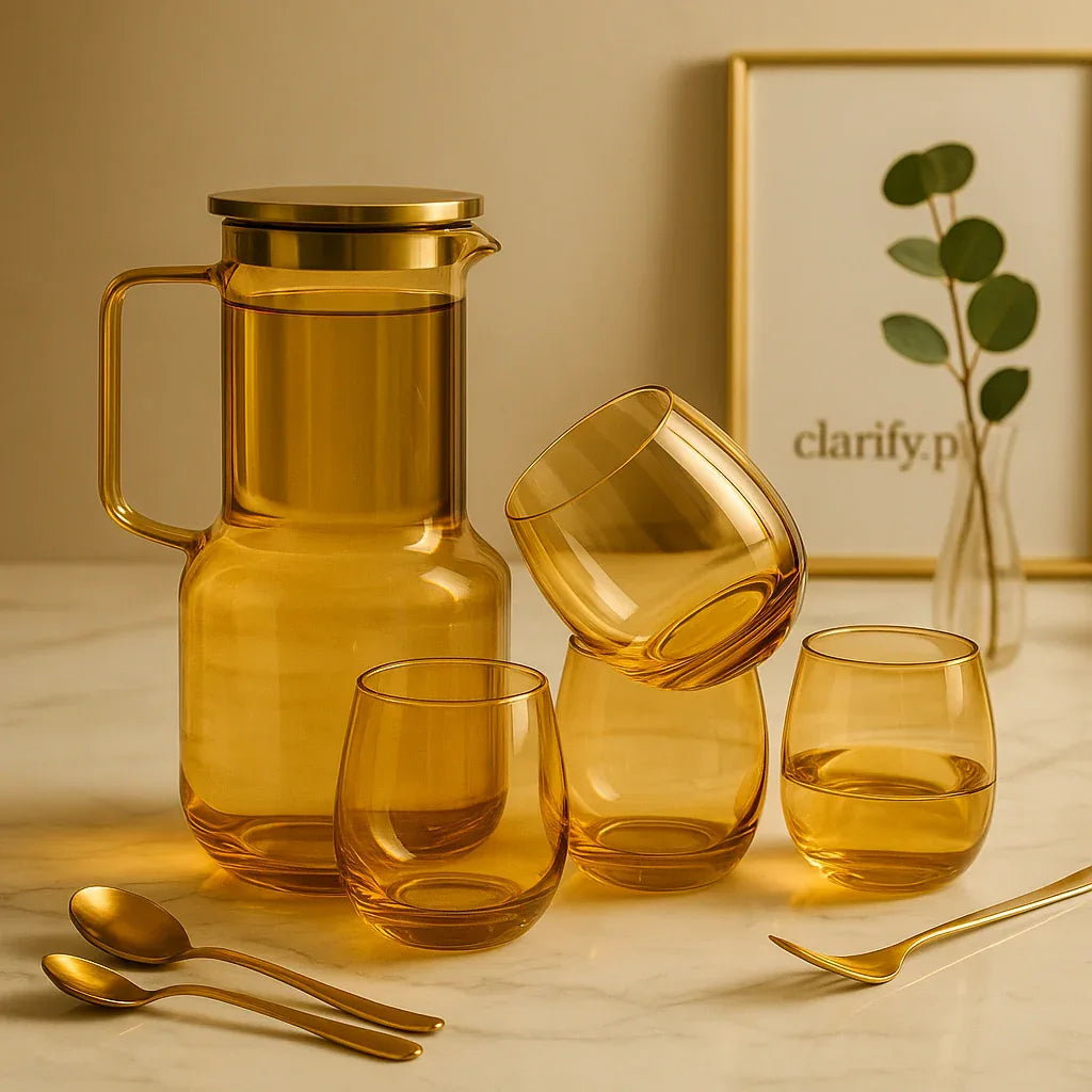Amber 7-Piece Luxury Glass & Jug set - Clarify.pk