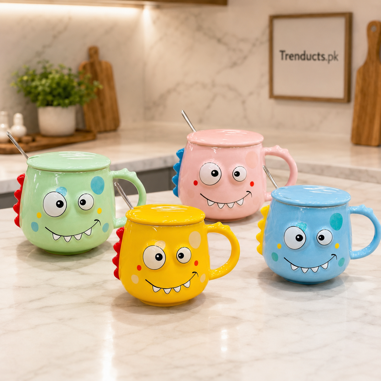 Monster Character Mug with Lid & Spoon