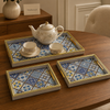 Blue Moroccan Tile 3-Piece Fibre Tray Set