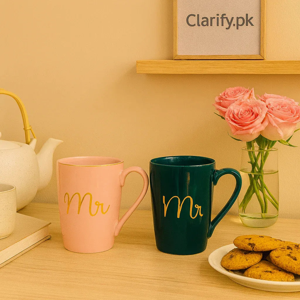 Mr and Mrs Ceramic Mugs Gift Set - Clarify.pk