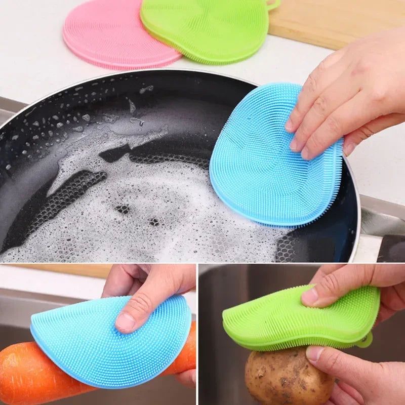 Pack of 4 Multi-Functional Kitchen Scrubber - Soft Silicone - Clarify.pk