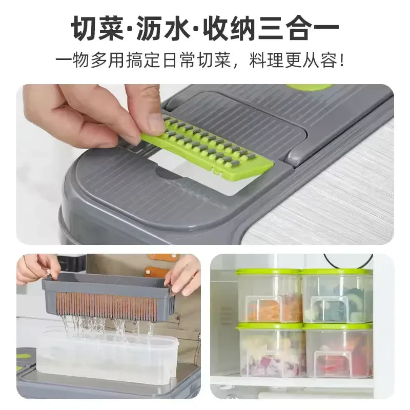 Multi Functional Vegetable Slicer & Grater with cutting board and storage box - Clarify.pk