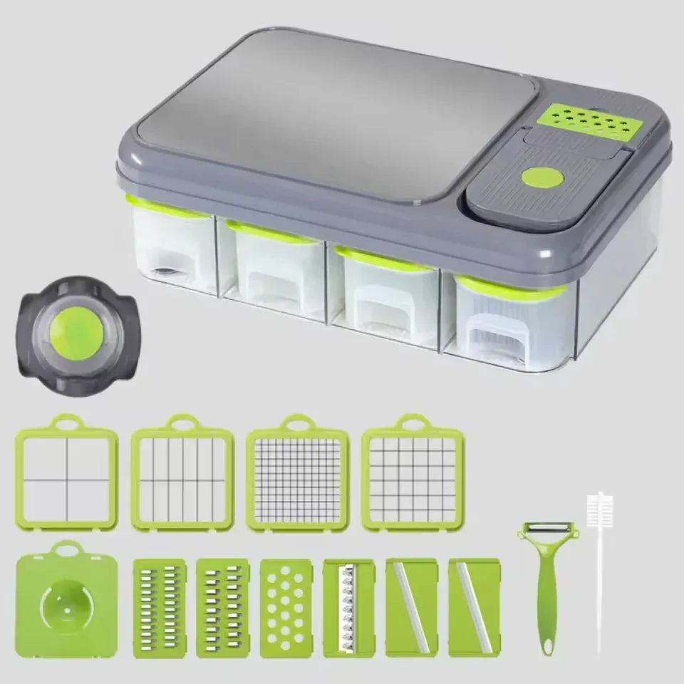 Multi Functional Vegetable Slicer & Grater with cutting board and storage box