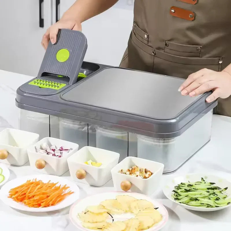 Multi Functional Vegetable Slicer & Grater with cutting board and storage box
