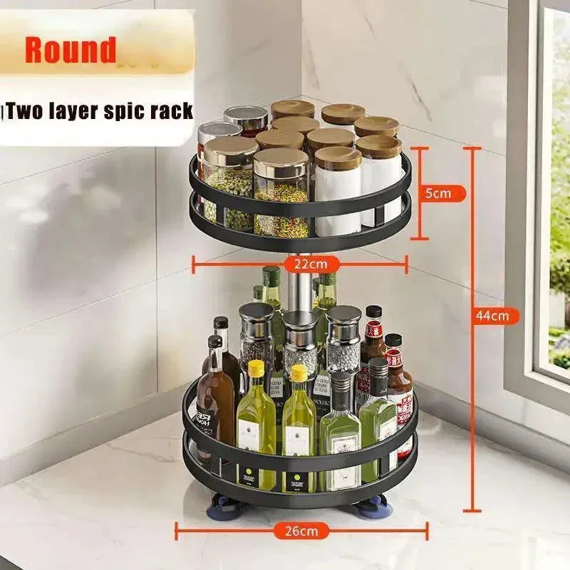 Multi-Layer Kitchen Storage Organizer - 3-Tier Rotating Rack - Clarify.pk