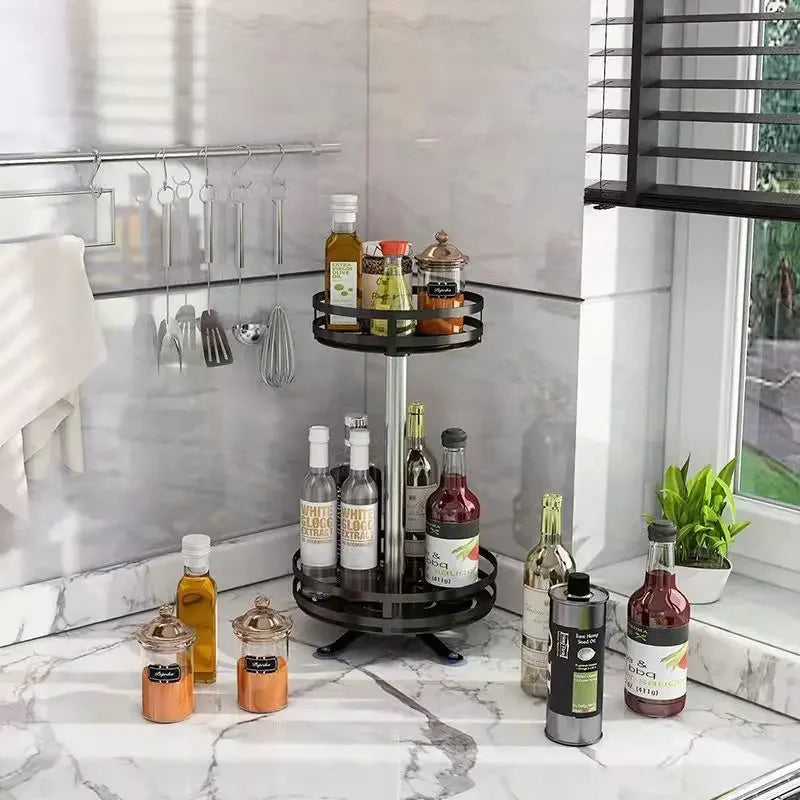 Multi-Layer Kitchen Storage Organizer - 3-Tier Rotating Rack - Clarify.pk