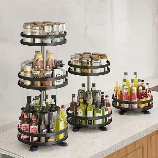 Multi-Layer Kitchen Storage Organizer - 3-Tier Rotating Rack - Clarify.pk