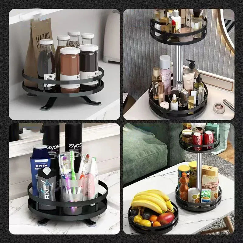 Multi-Layer Kitchen Storage Organizer - 3-Tier Rotating Rack - Clarify.pk