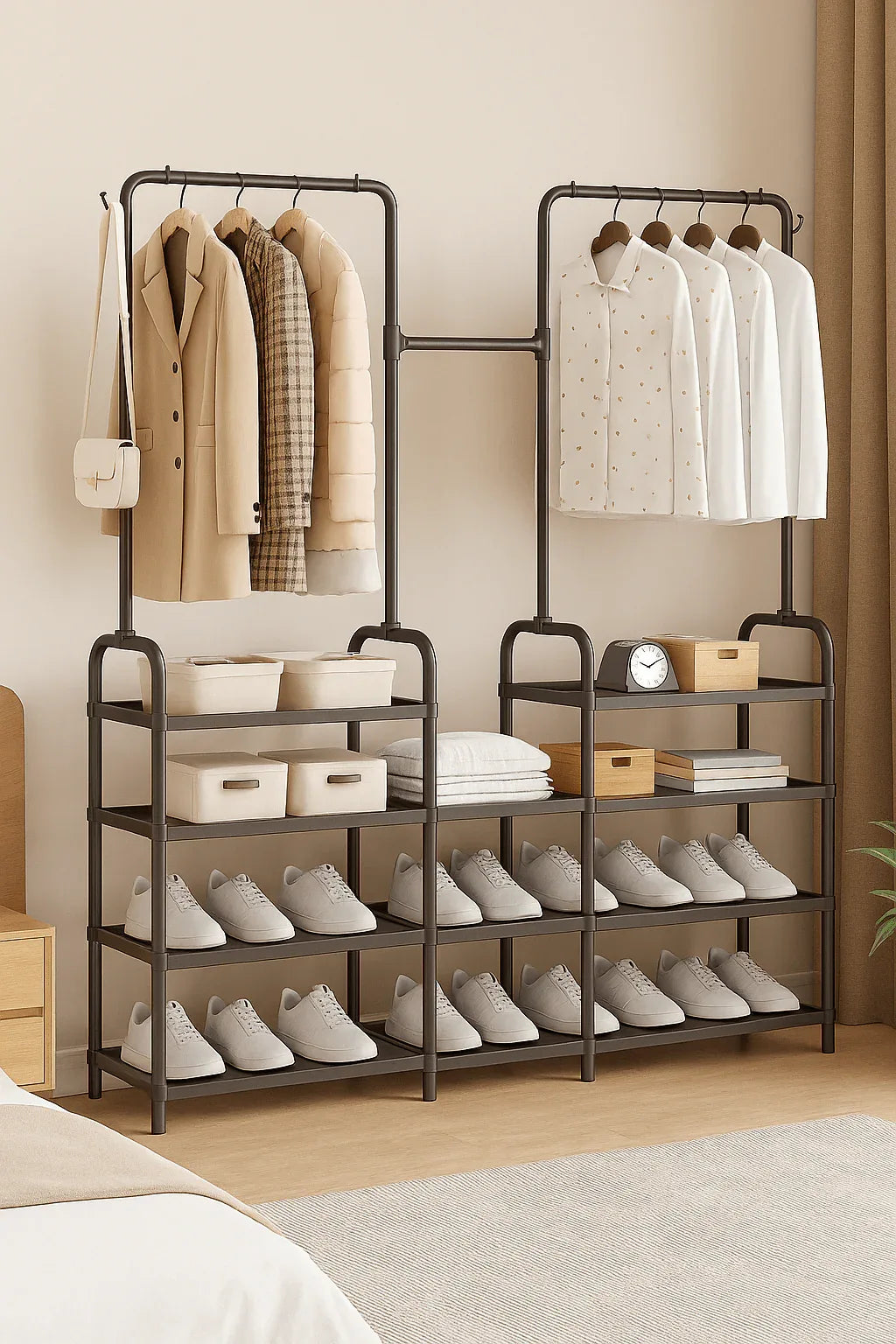 Multi-Purpose Shoe & Clothes Rack – Space-Saving Organizer - Clarify.pk