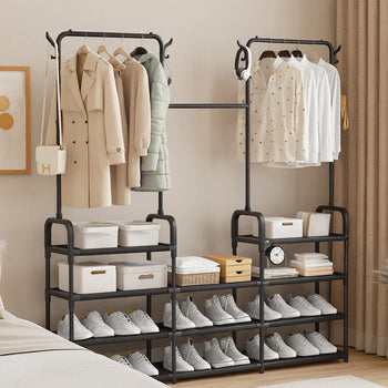 Multi-Purpose Shoe & Clothes Rack – Space-Saving Organizer - Clarify.pk