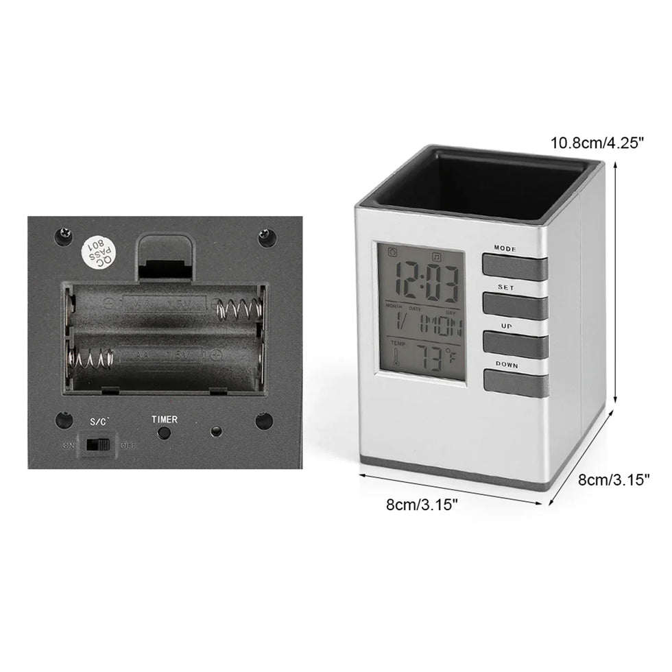 Multifunctional Alarm Clock with Pen Holder