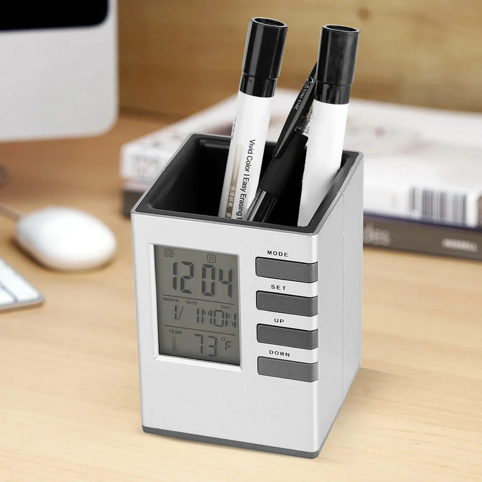Multifunctional Alarm Clock with Pen Holder